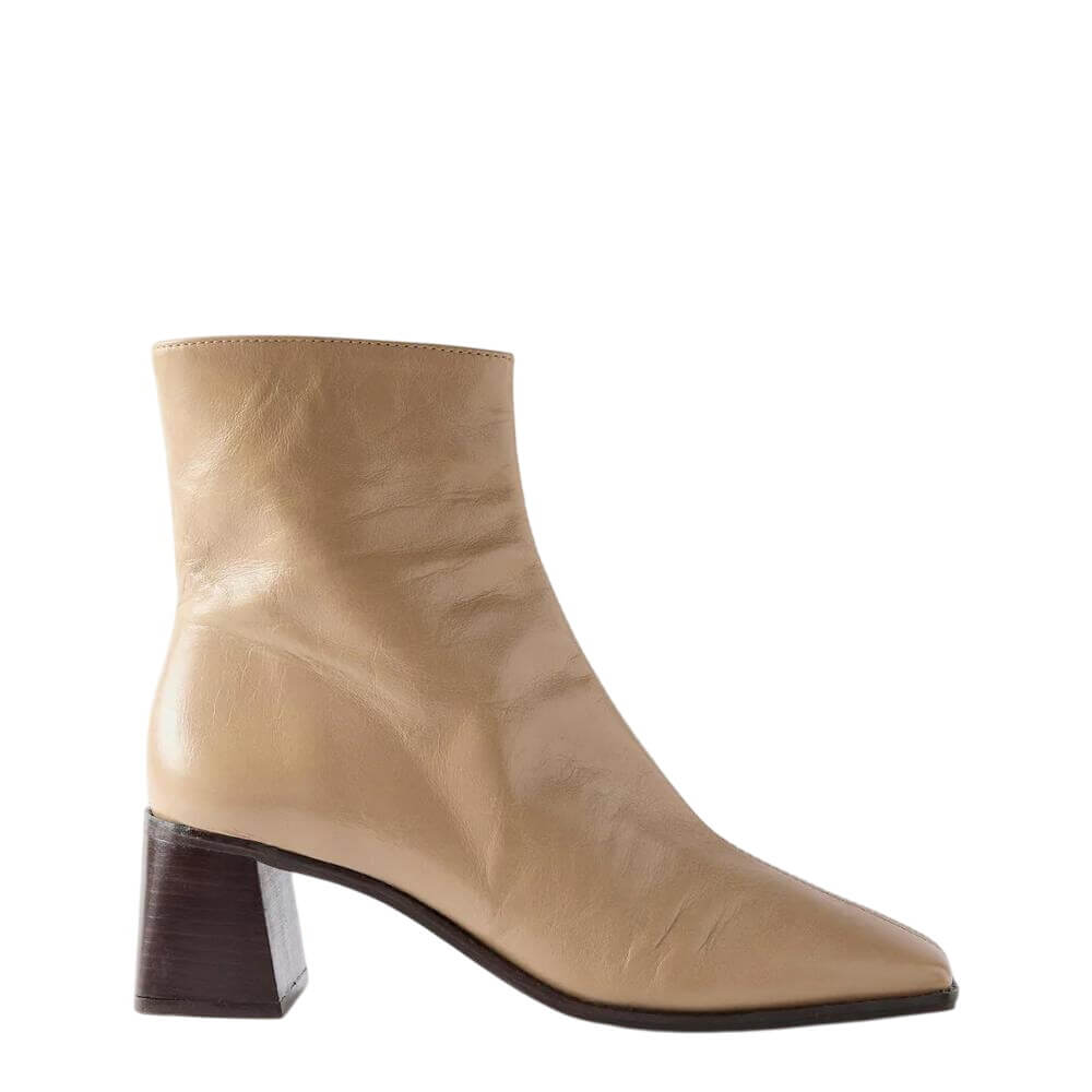 Mint Velvet Aria Neutral Leather Ankle Boots